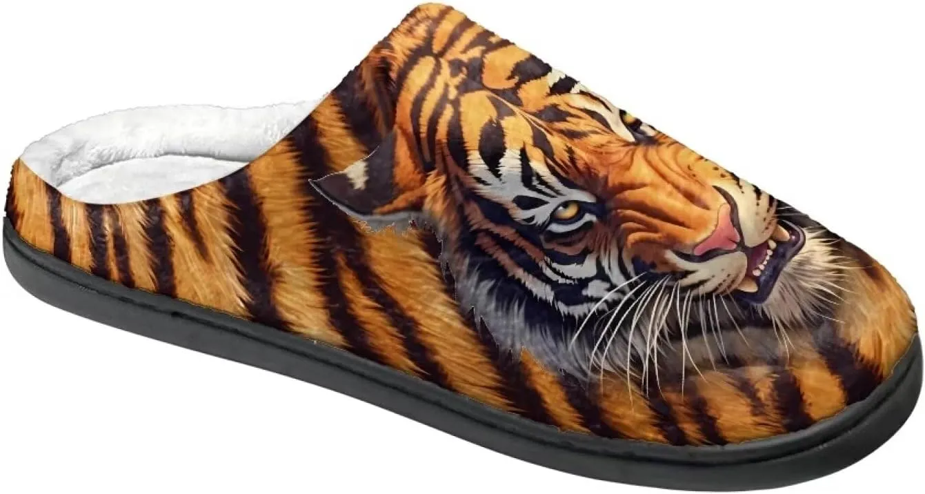 Sugar Skull Girl Grip Slippers Tiger Fluffy House Non Skid Microfiber Women Slipper Winter Indoor Shoes