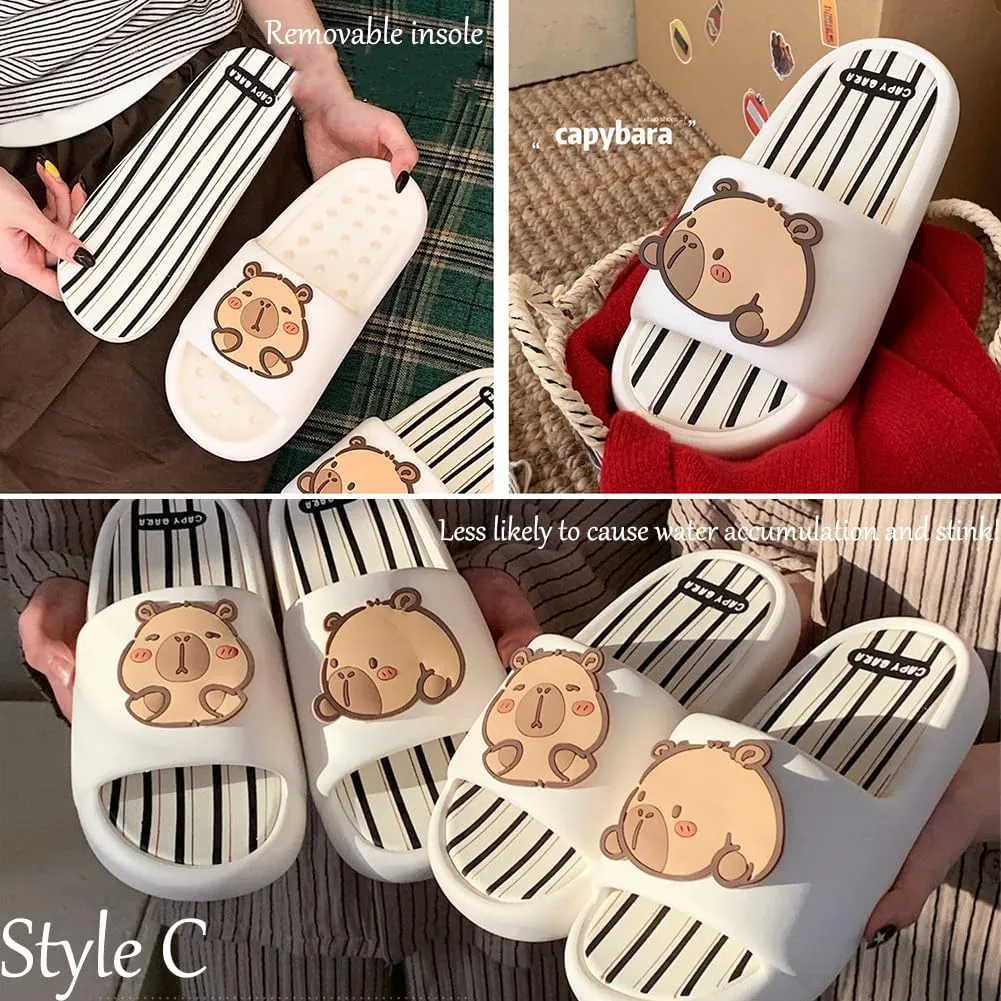 Summer Cute Capybara Women Men Slippers, Soft Non Slip Breathable Animal Funny Slides, Sandal Shower Flip Flops Shoes