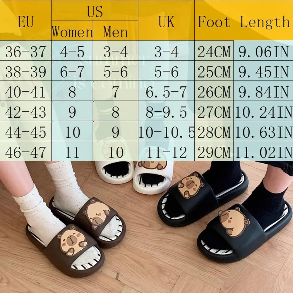 Summer Cute Capybara Women Men Slippers, Soft Non Slip Breathable Animal Funny Slides, Sandal Shower Flip Flops Shoes