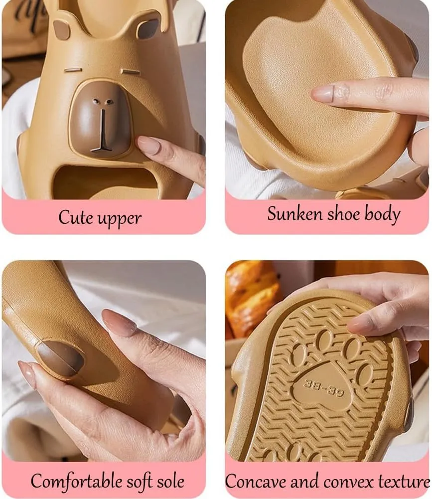 Summer Cute Capybara Women Men Slippers, Soft Non Slip Breathable Animal Funny Slides, Sandal Shower Flip Flops Shoes