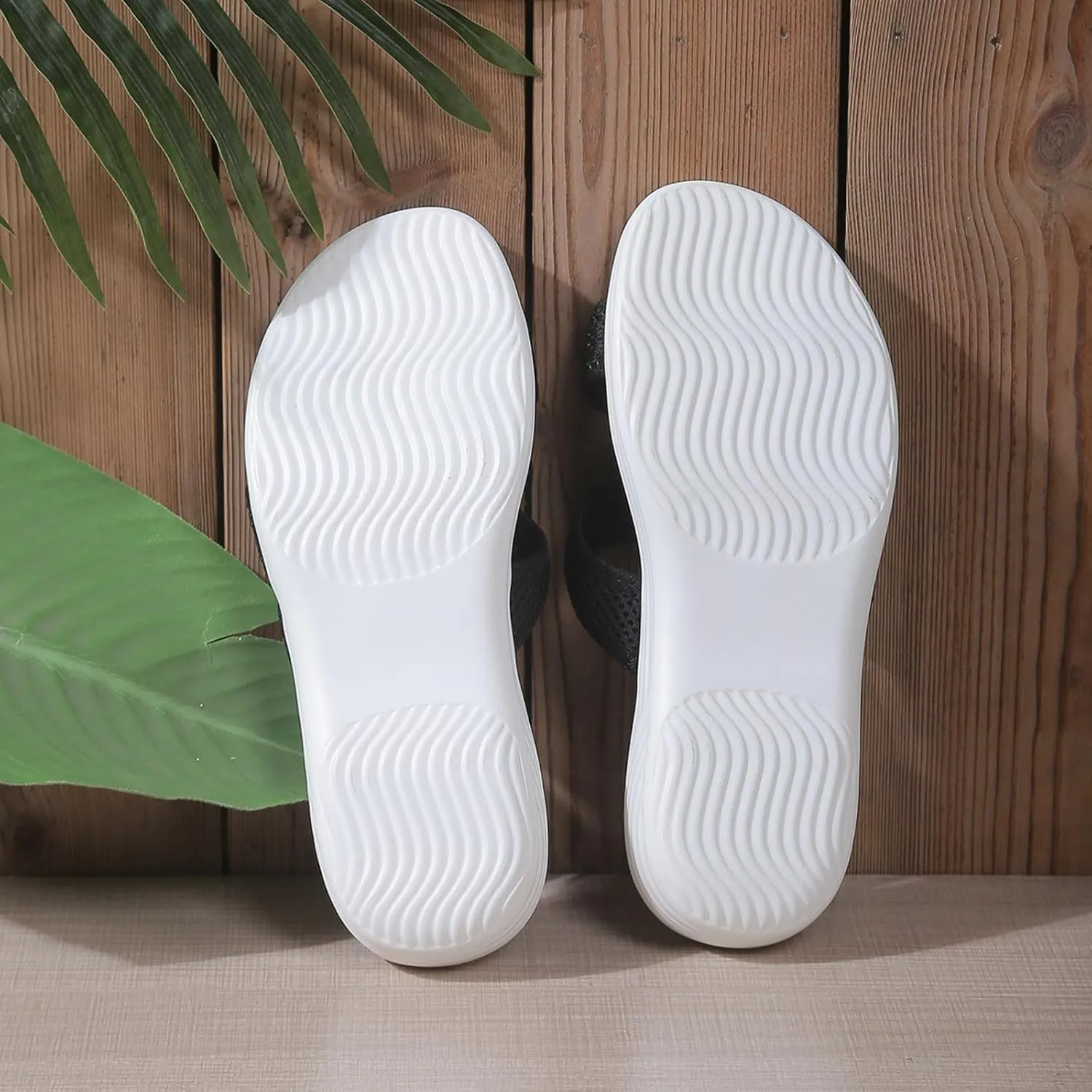 Summer Flat Platform Sandals for Women Open Toe Orthopedic Slides Hollow Out Mesh Casual Cushion Footbed Soft Sole Beach Walking Arch Support Sandal Non Slip Arch Support Shoes for Indoor Outdoor