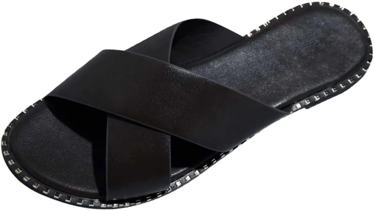 Summer Slippers for Women Trendy Casual Slip On Open Toe Flip Flops Sandals Flat Comfort Beach Sandal
