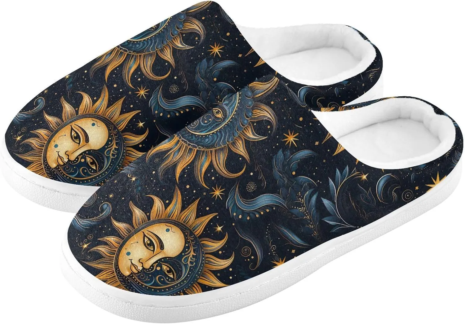 Sun Moon Boho Mandala Slippers for Women Men Indoor Slippers Memory Foam Fuzzy Slippers House Shoes for Indoor Outdoor Size 6/7 214a5204