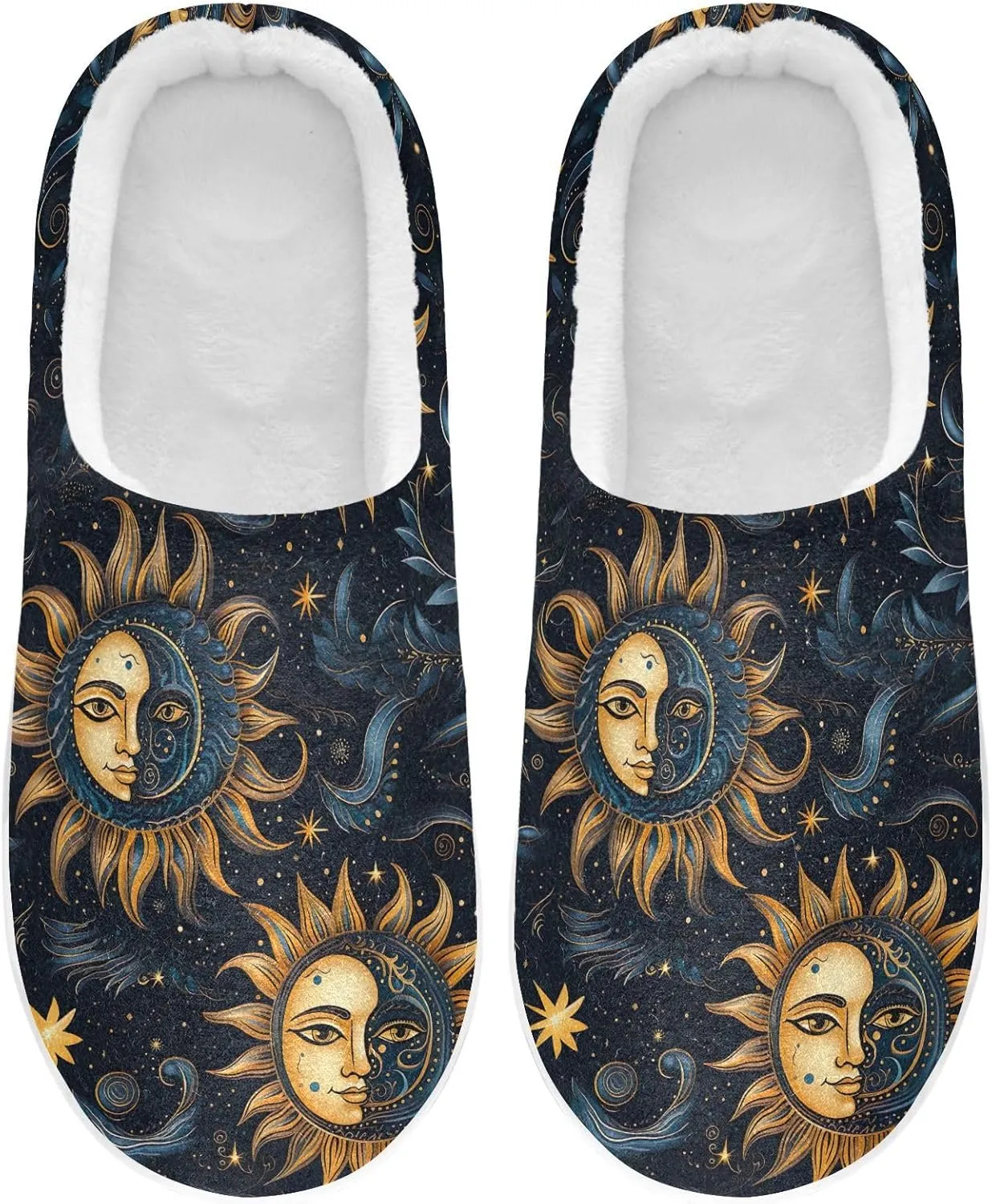 Sun Moon Boho Mandala Slippers for Women Men Indoor Slippers Memory Foam Fuzzy Slippers House Shoes for Indoor Outdoor Size 6/7 214a5204