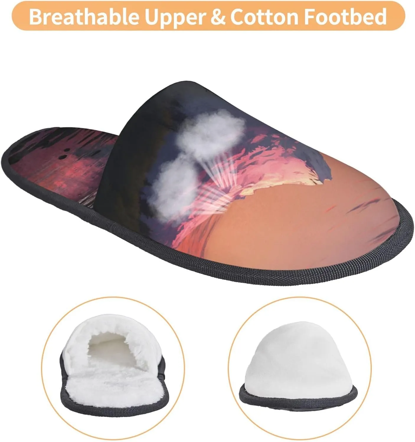 Sunset landscape Mountains Lake Furry House Slippers for Women Men Soft Fuzzy Slippers Indoor Casual Plush House Shoes