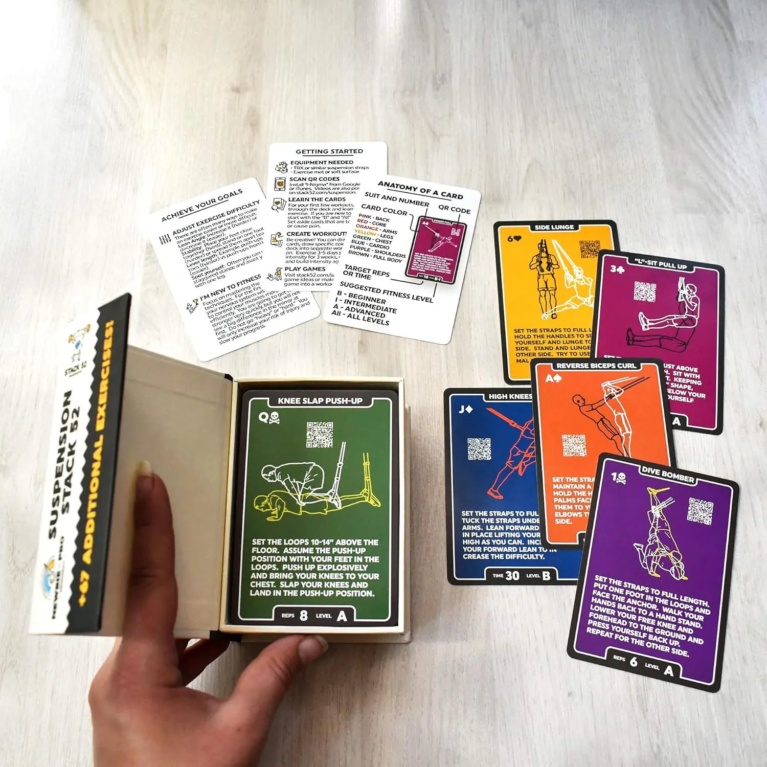 Suspension Exercise Cards Compatible with All Suspension Trainers. Suspended Bodyweight Resistance Workout Game. Video Instructions Included. Fun Home Fitness Program.(Mega Pack)