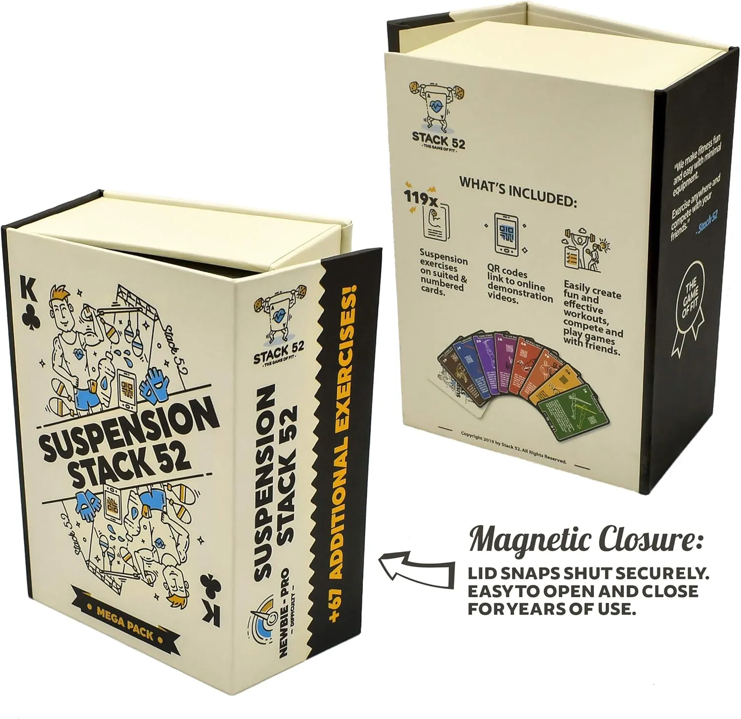 Suspension Exercise Cards Compatible with All Suspension Trainers. Suspended Bodyweight Resistance Workout Game. Video Instructions Included. Fun Home Fitness Program.(Mega Pack)