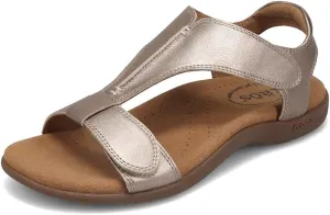 Taos The Show Premium Leather Women's Sandal - Experience Everyday Style, Comfort, Arch Support, Cooling Gel Padding and an Adjustable Fit for Exceptional Walking Comfort Champagne 6 (M) US