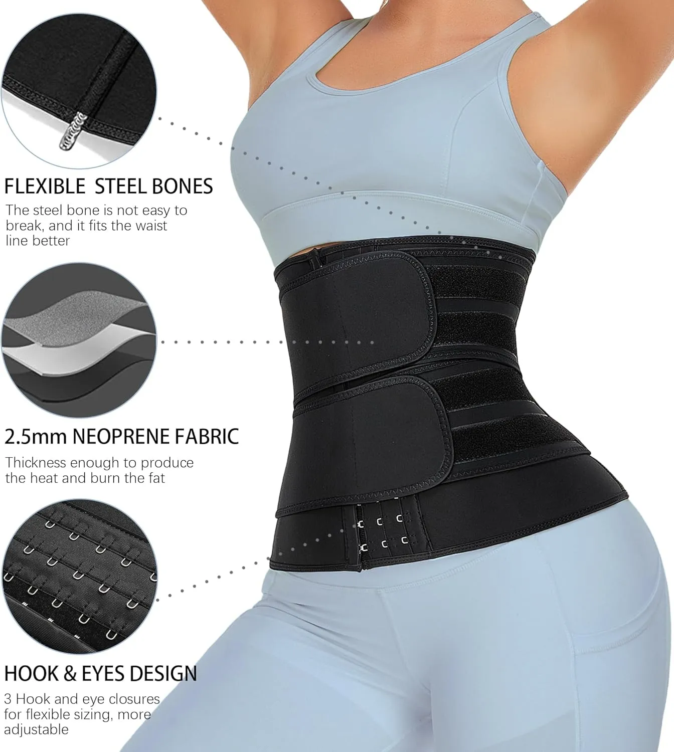 TELALEO Neoprene Waist Trainer for Women Slimming Body Shaper Waist Trimmer Cincher Sweat Belt