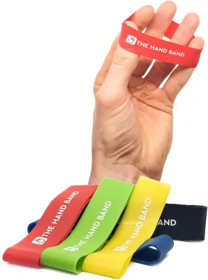 THE HAND BAND – hand exerciser and hand strengthener set - 10 finger resistance bands perfect for extensor training, forearm, hand and finger strength, hand health and injury rehabilitation