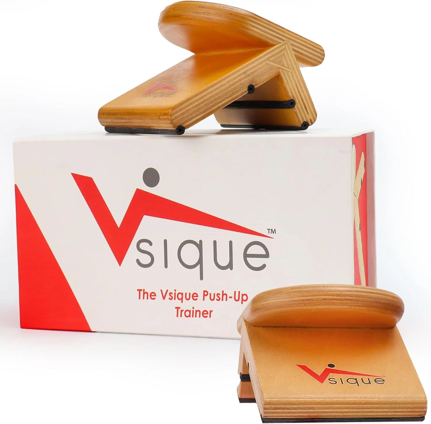 The Vsique Push Up Trainer for Proper Form - Wooden Ergonomic Push Up Grips Reduce Wrist, Joint Strain & Discomfort - Wrist-Friendly Design for All Fitness Levels - Push Up Grips for Floors & Counters