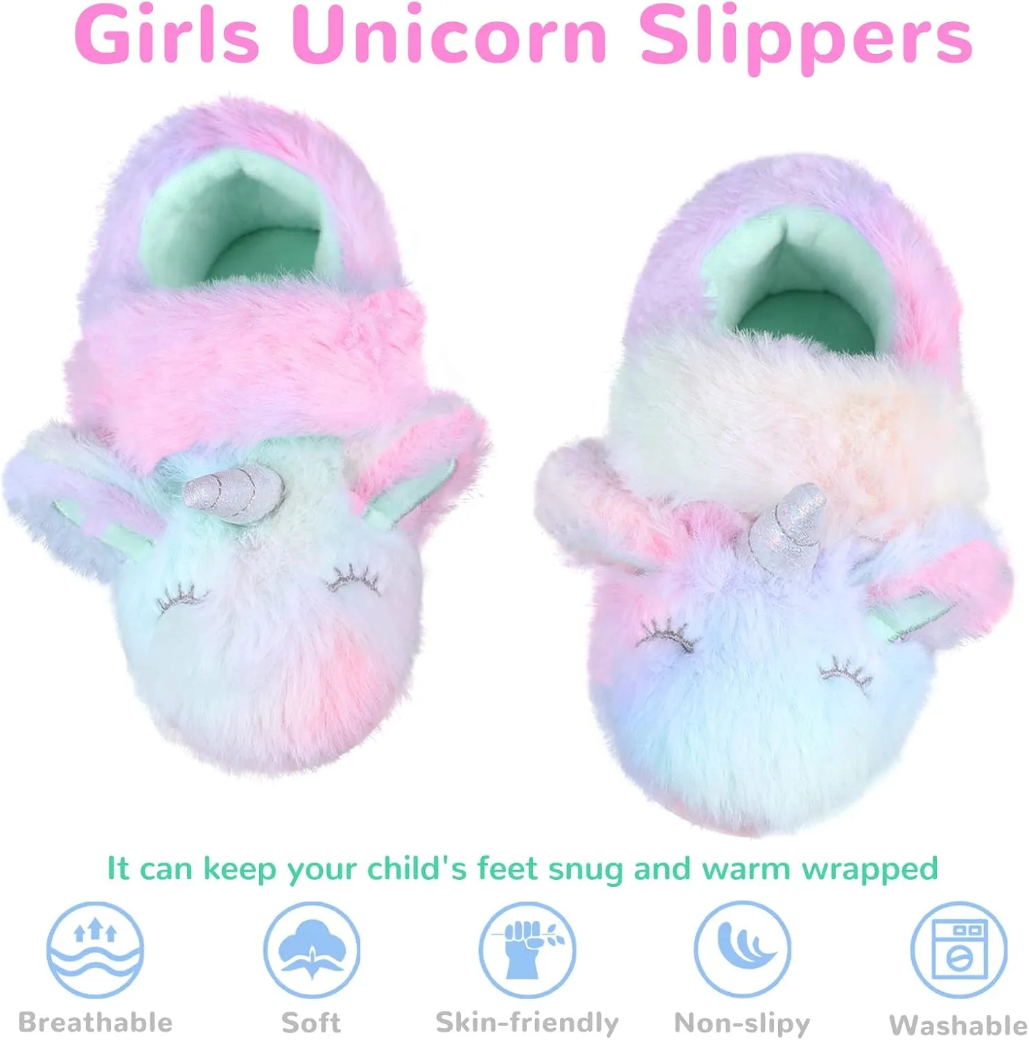 Toddler Baby Boys Girls House Slipper Cute Dinosaur Unicorn Cartoon Soft Anti-Slip Winter Shoes (Toddler/Little Kid)