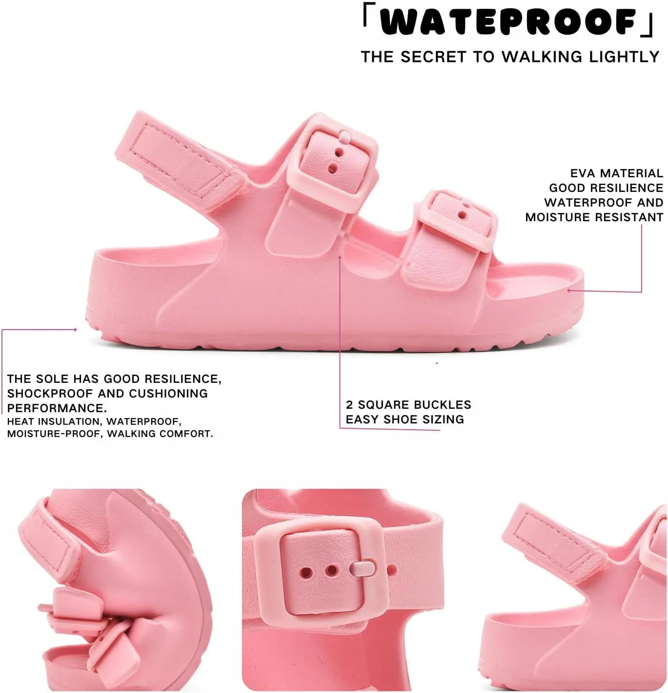 Toddler Unisex Adjustable Buckle Sandals – Comfortable Open Toe Beach & Pool Shoes for Boys & Girls with Back Strap