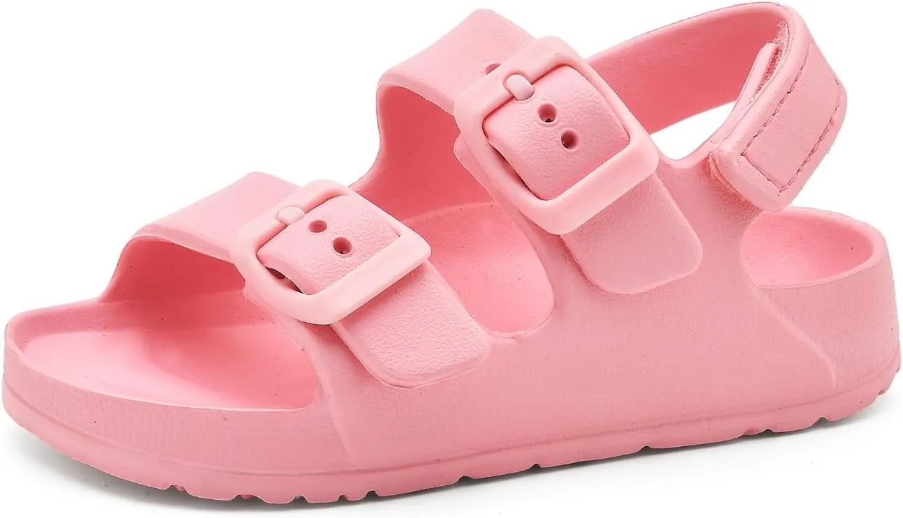 Toddler Unisex Adjustable Buckle Sandals – Comfortable Open Toe Beach & Pool Shoes for Boys & Girls with Back Strap