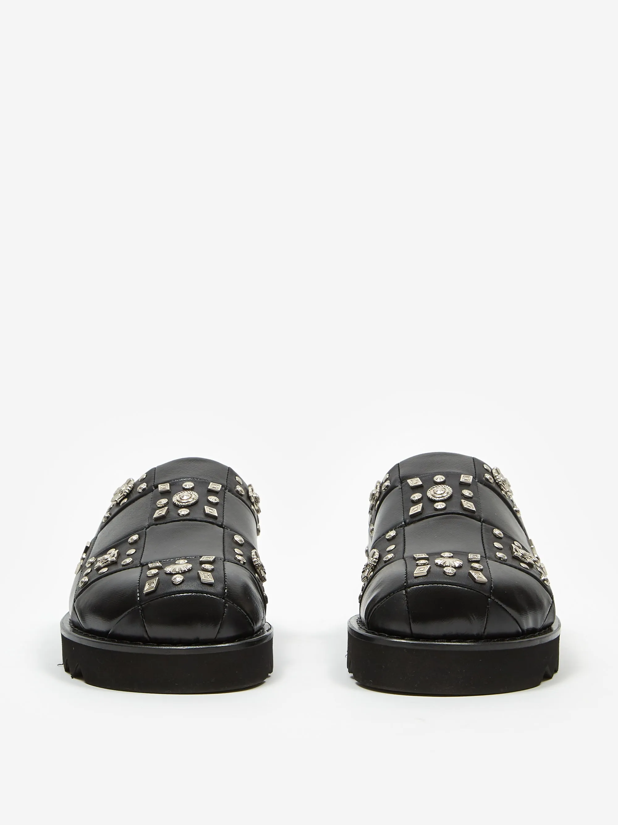 Toga Pulla Checkerboard Leather Mule - Black