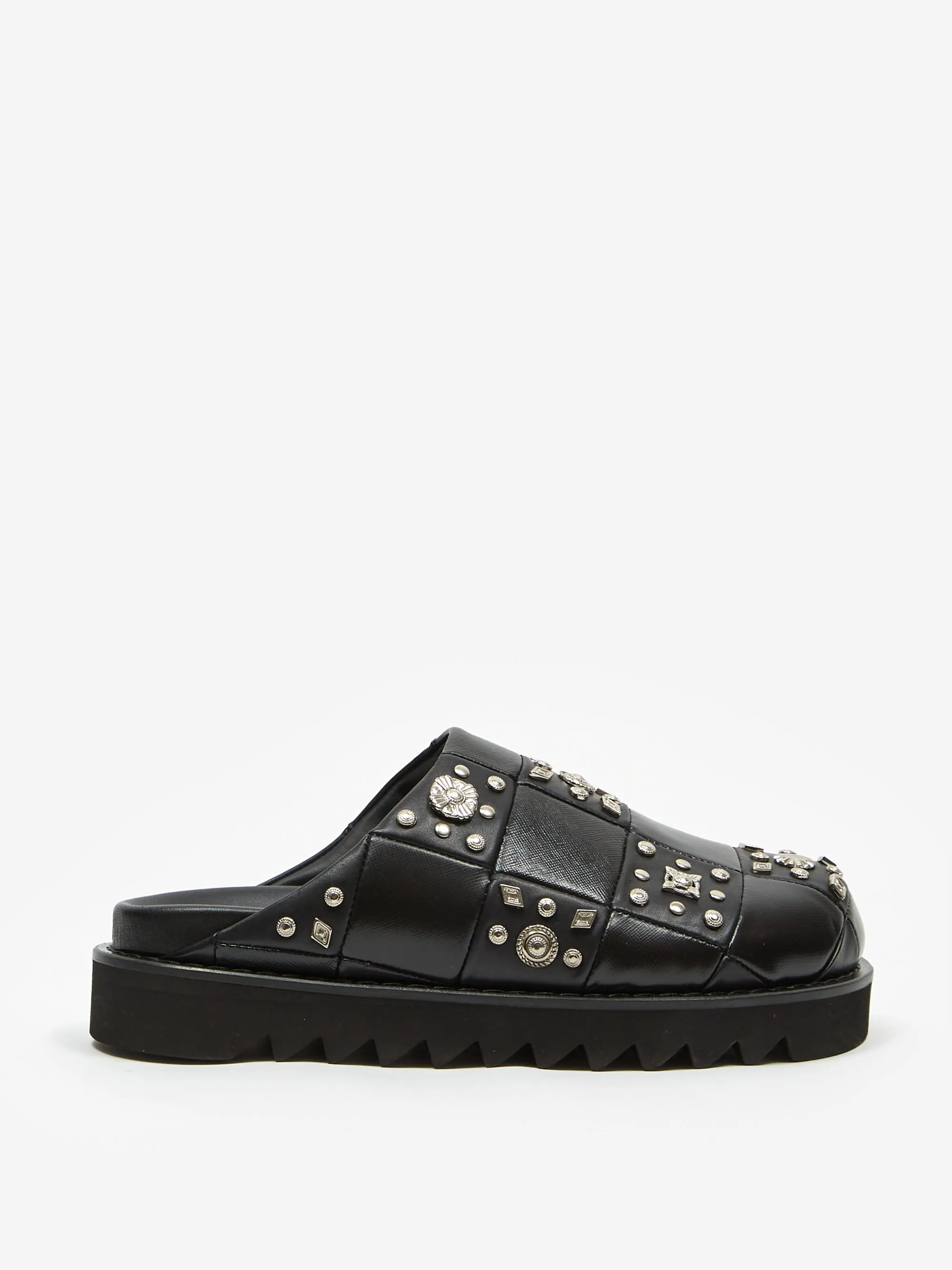 Toga Pulla Checkerboard Leather Mule - Black