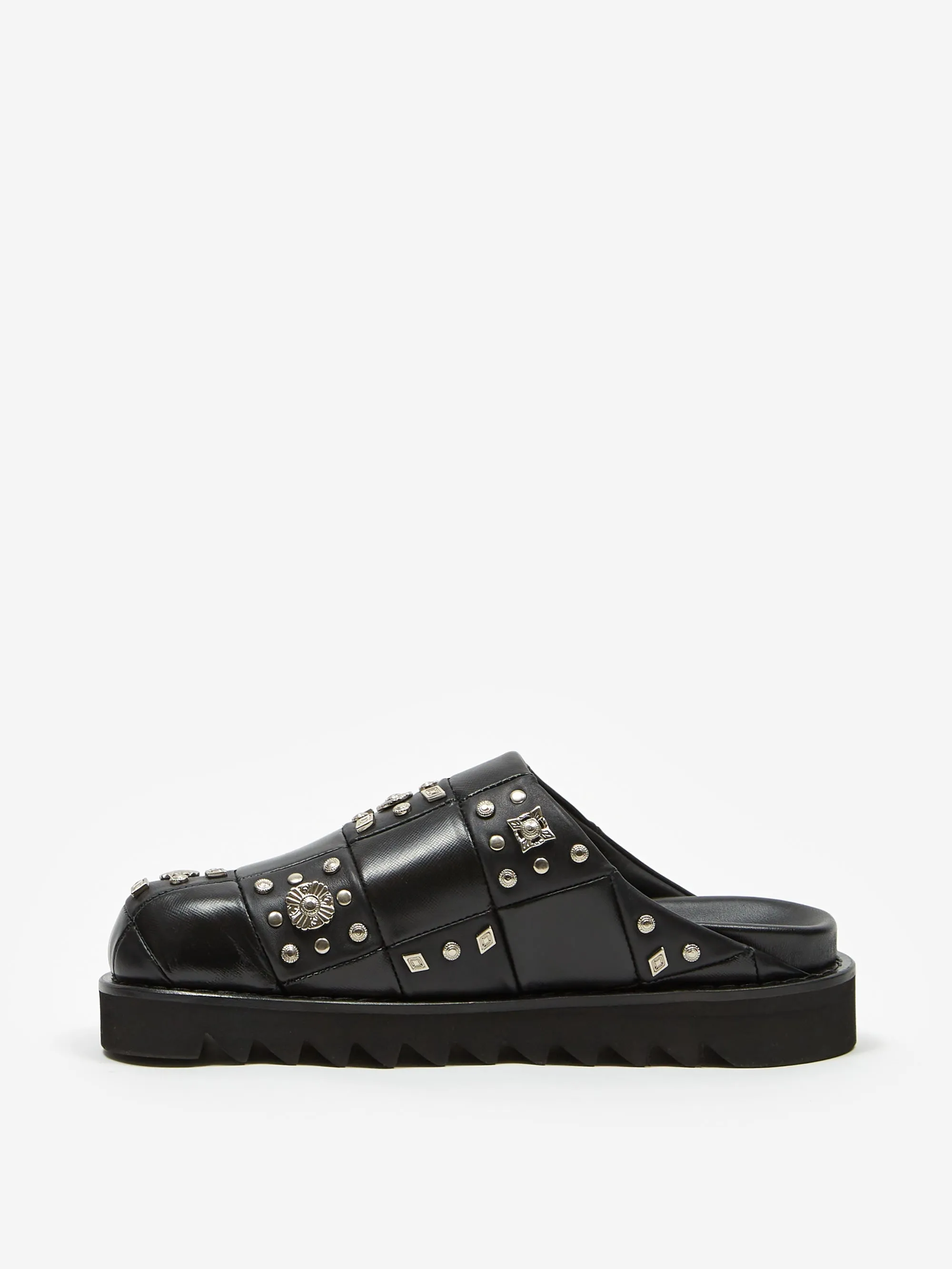Toga Pulla Checkerboard Leather Mule - Black