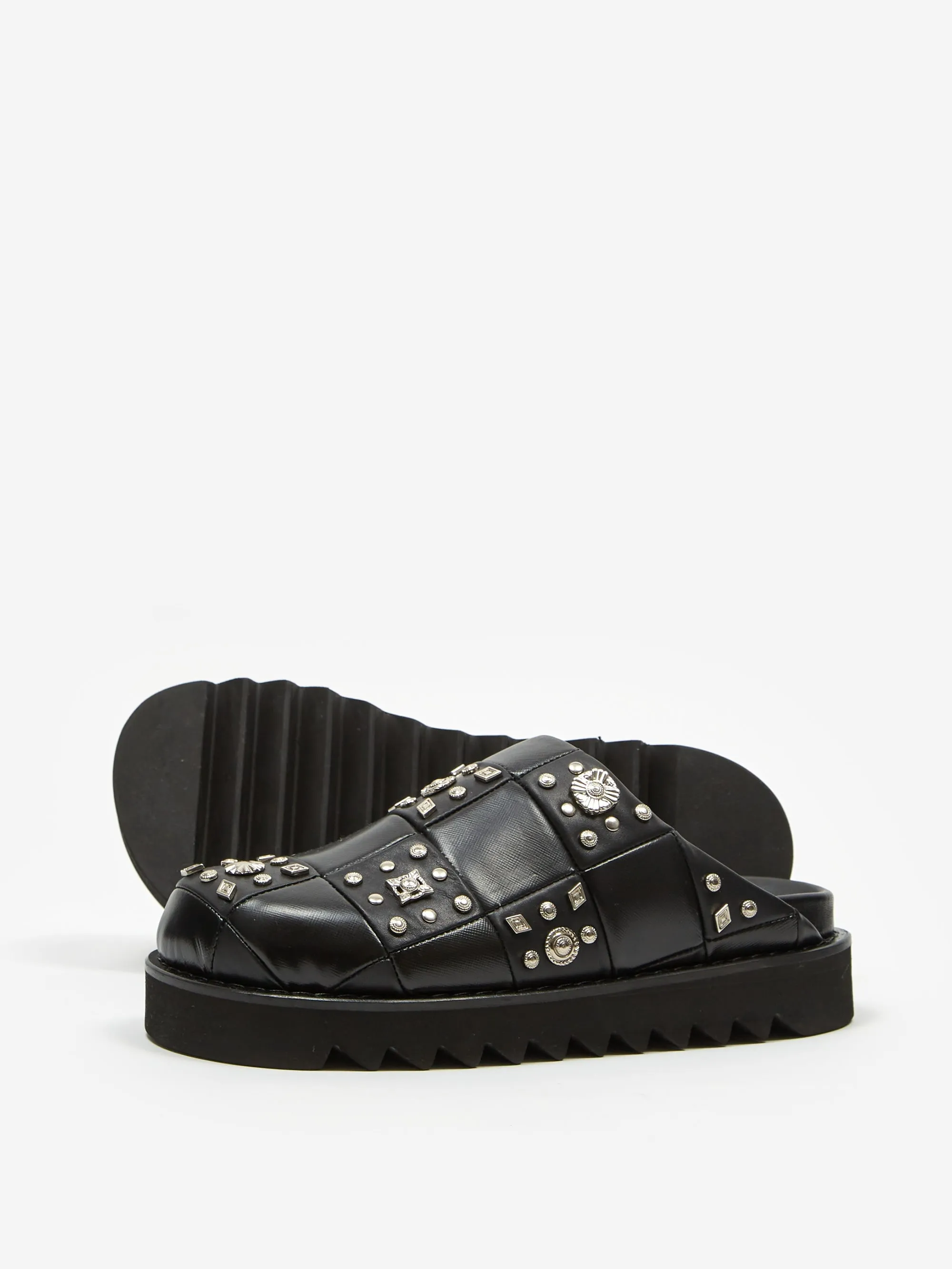 Toga Pulla Checkerboard Leather Mule - Black