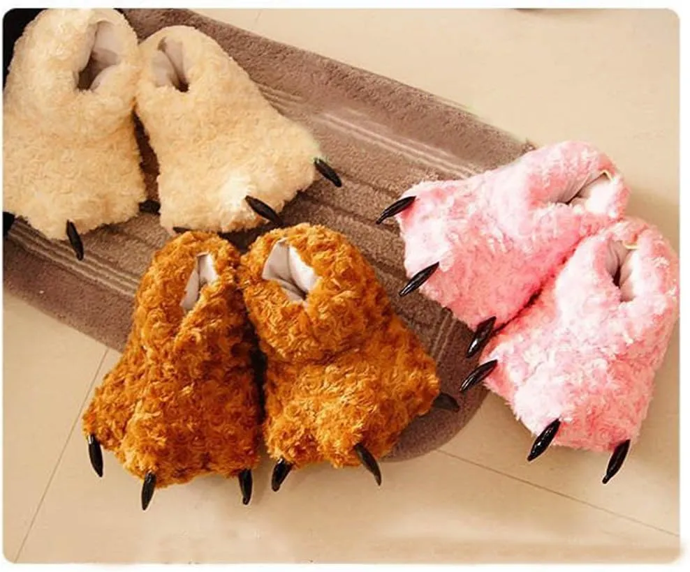 TONWHAR Animal Paw Claw Shoes Fuzzy Faux Fur Warm Novelty Costume Slippers