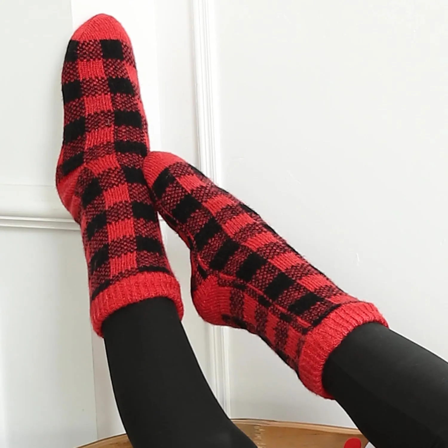 Tough Land Slipper Socks for Women with Grippers Non Slip, Sherpa Lined Slipper Socks