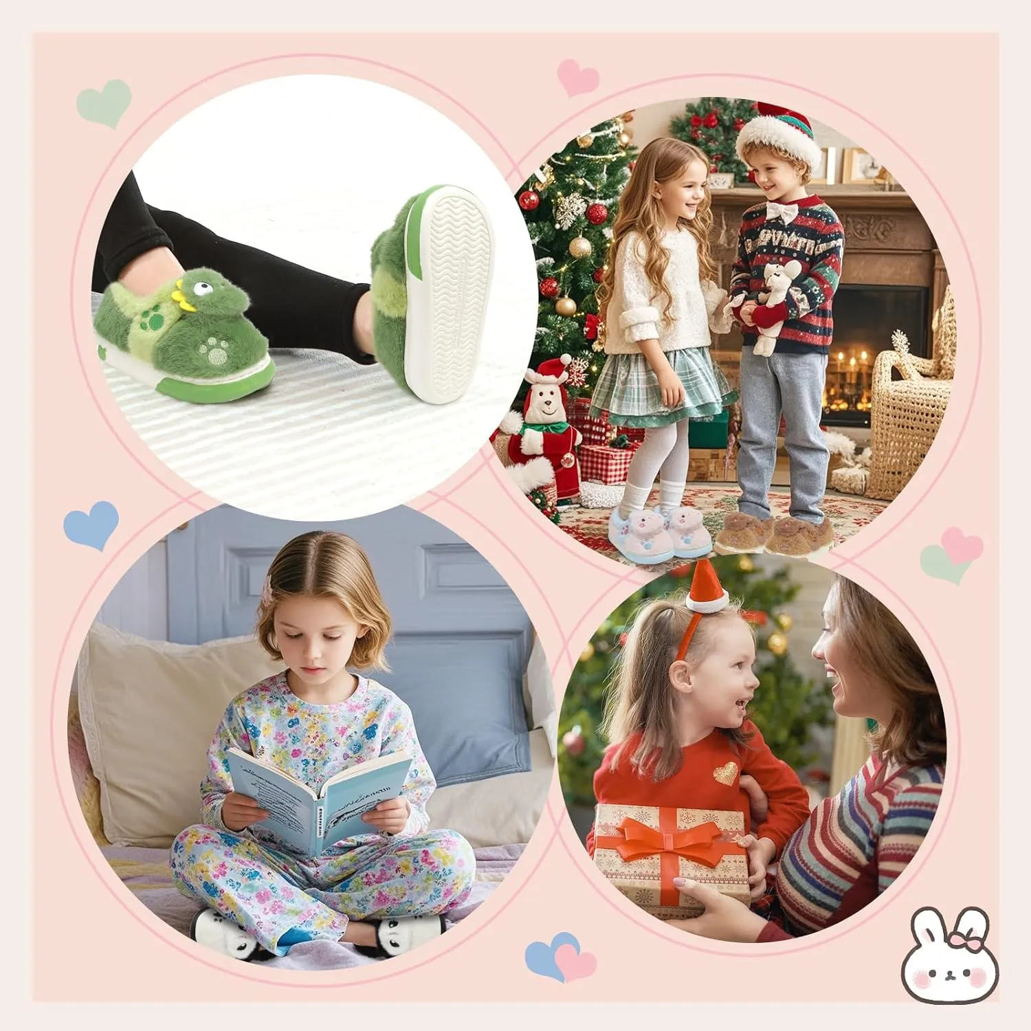TXJ Sports Toddler Slippers for Girls Boys Soft Plush House Slippers Kids Winter Fuzzy Slipper Indoor Cozy Cute Shoes