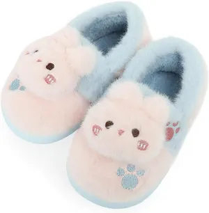TXJ Sports Toddler Slippers for Girls Boys Soft Plush House Slippers Kids Winter Fuzzy Slipper Indoor Cozy Cute Shoes