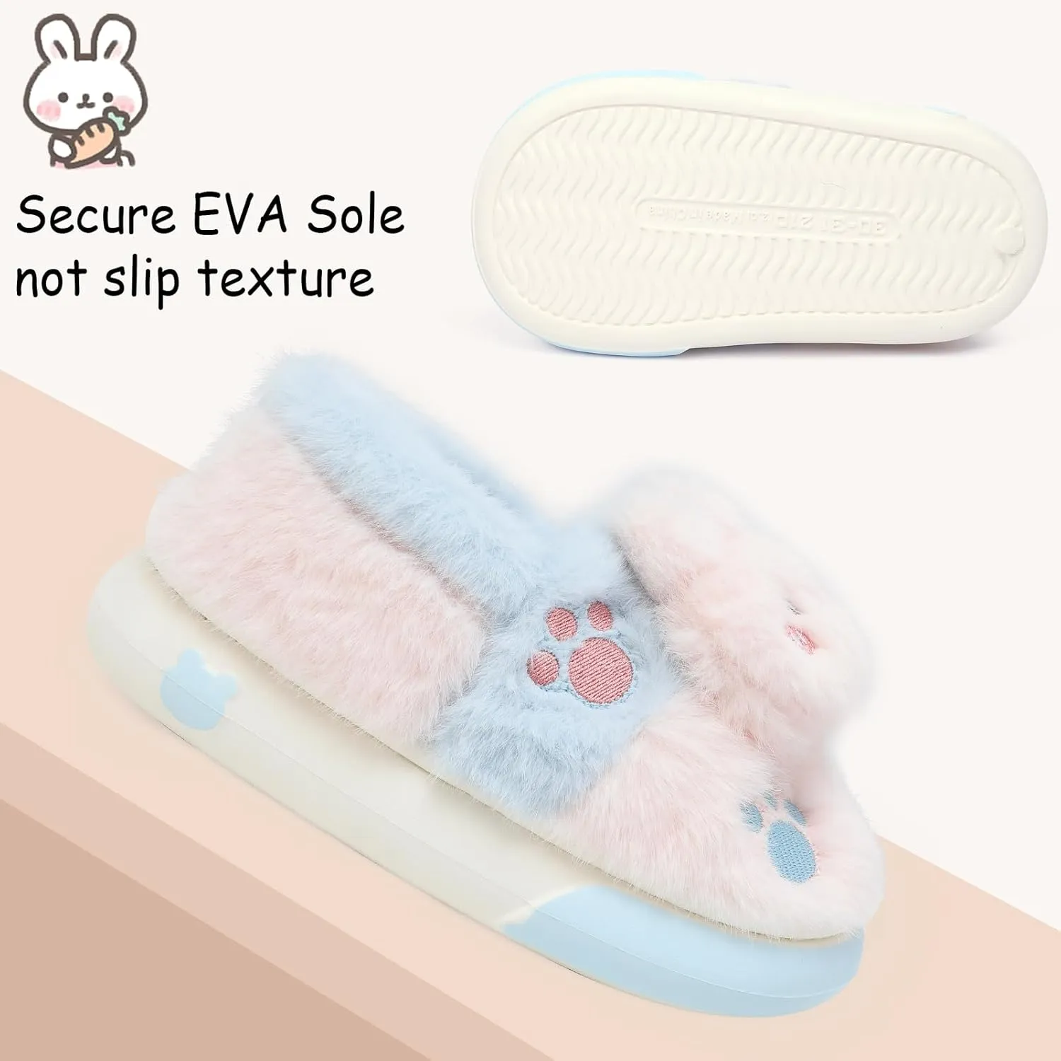 TXJ Sports Toddler Slippers for Girls Boys Soft Plush House Slippers Kids Winter Fuzzy Slipper Indoor Cozy Cute Shoes