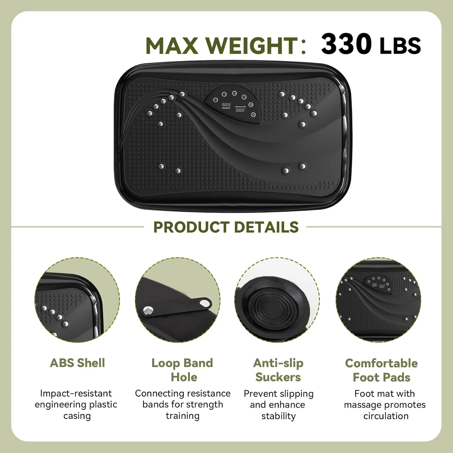 UCIN Vibration Plate Exercise Machine, Vibration Plate for Lymphatic Drainage, 330 Lbs Capacity Vibrating Plate for Weight Loss Home Fitness with Resistance Bands/Pilates Ball