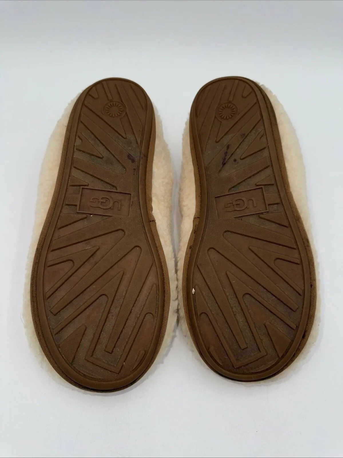 UGG Women's Plushy Slipper Shoes, Faux Shearling Rubber Outsole, Size 4 - Very Good