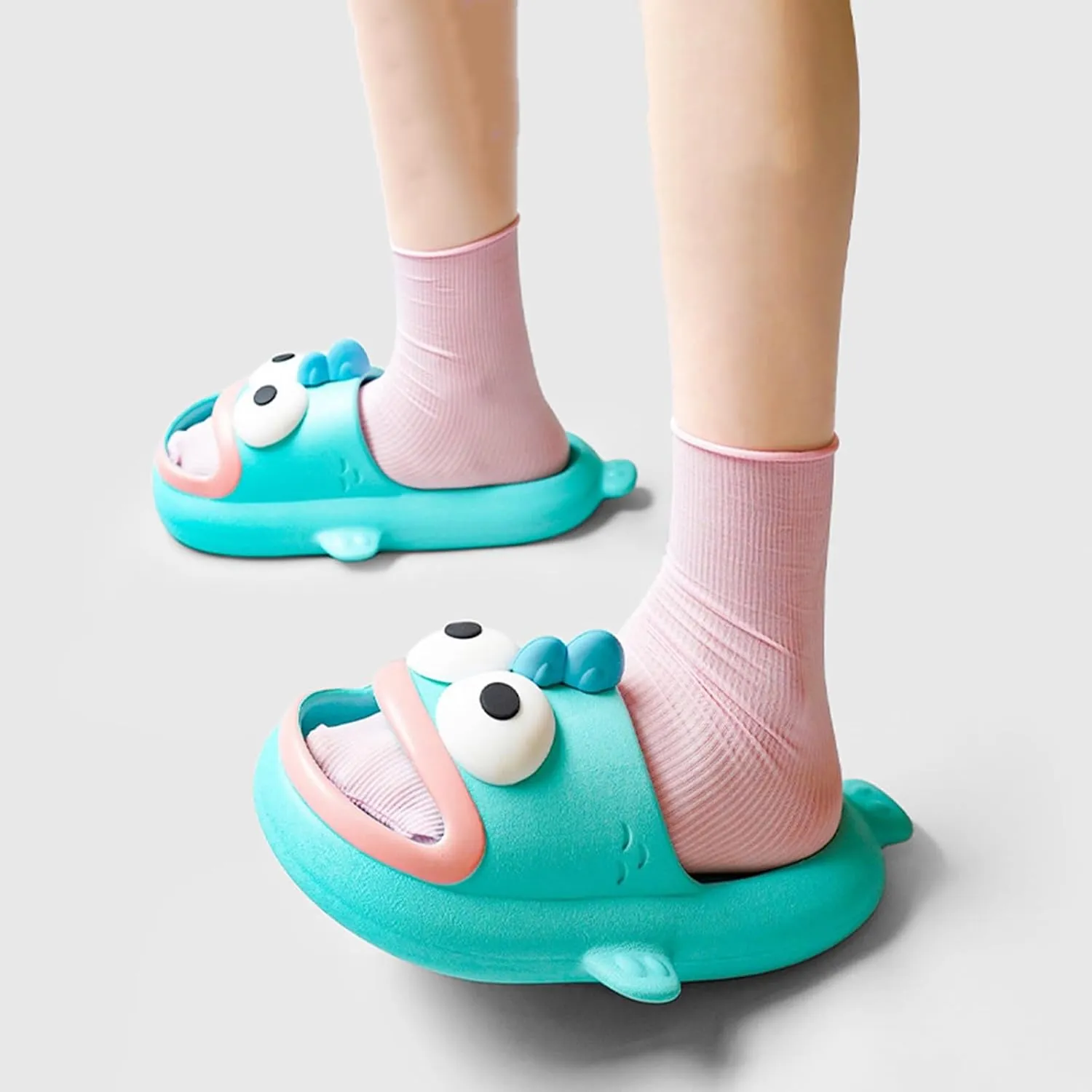 Ugly Fish Slides, Fish Slippers Tongue Kiss Cloud Slides for Women Men, Tongue Kiss Slippers, Summer Non-Slip Open Toe Thick Sole Beach Shower Shoes (Green,7.5-8 Women/5.5-6 Men)