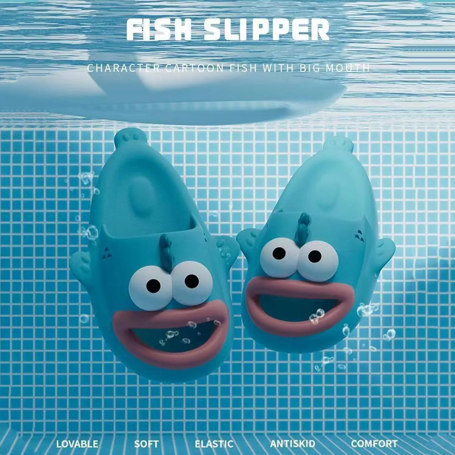 Ugly Fish Slides, Fish Slippers Tongue Kiss Cloud Slides for Women Men, Tongue Kiss Slippers, Summer Non-Slip Open Toe Thick Sole Beach Shower Shoes (Green,7.5-8 Women/5.5-6 Men)