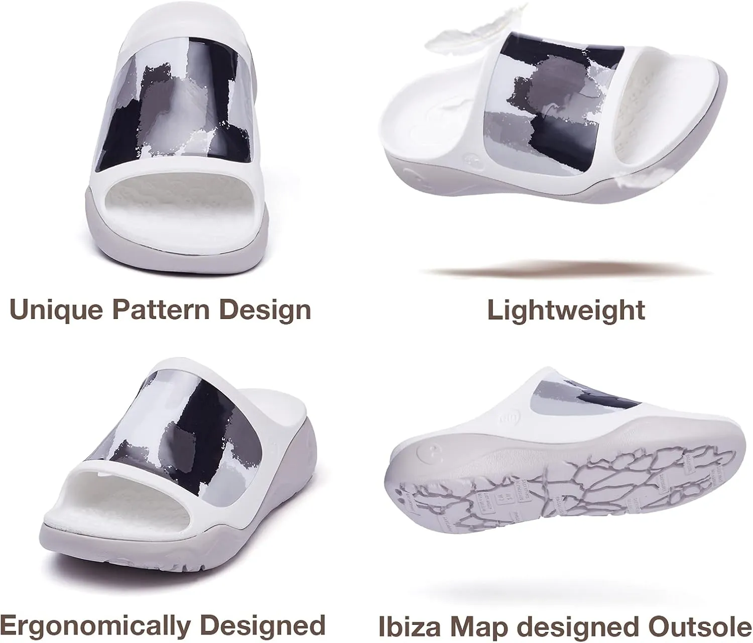 UIN Women's Slides Sandals Beach Summer Casual Art Painted Travel Anti-Slip Comfort Lightweight Fashion Slippers Ibiza