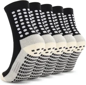 Ultrafun 5 Pairs Kids Youth Grip Soccer Socks Cushioned Non Slip Football Athletic Sports Socks