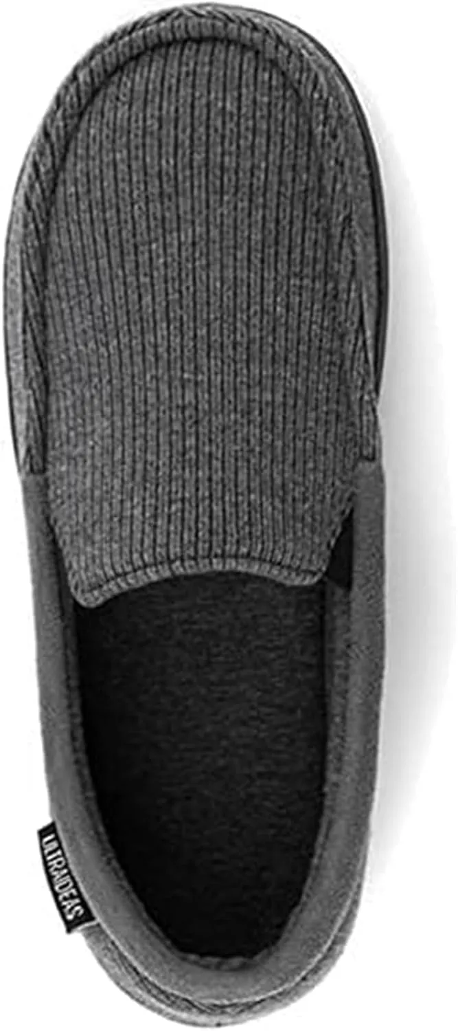 ULTRAIDEAS Men's Carver Slippers Moc Loafer House Shoes Memory Foam