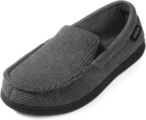 ULTRAIDEAS Men's Carver Slippers Moc Loafer House Shoes Memory Foam