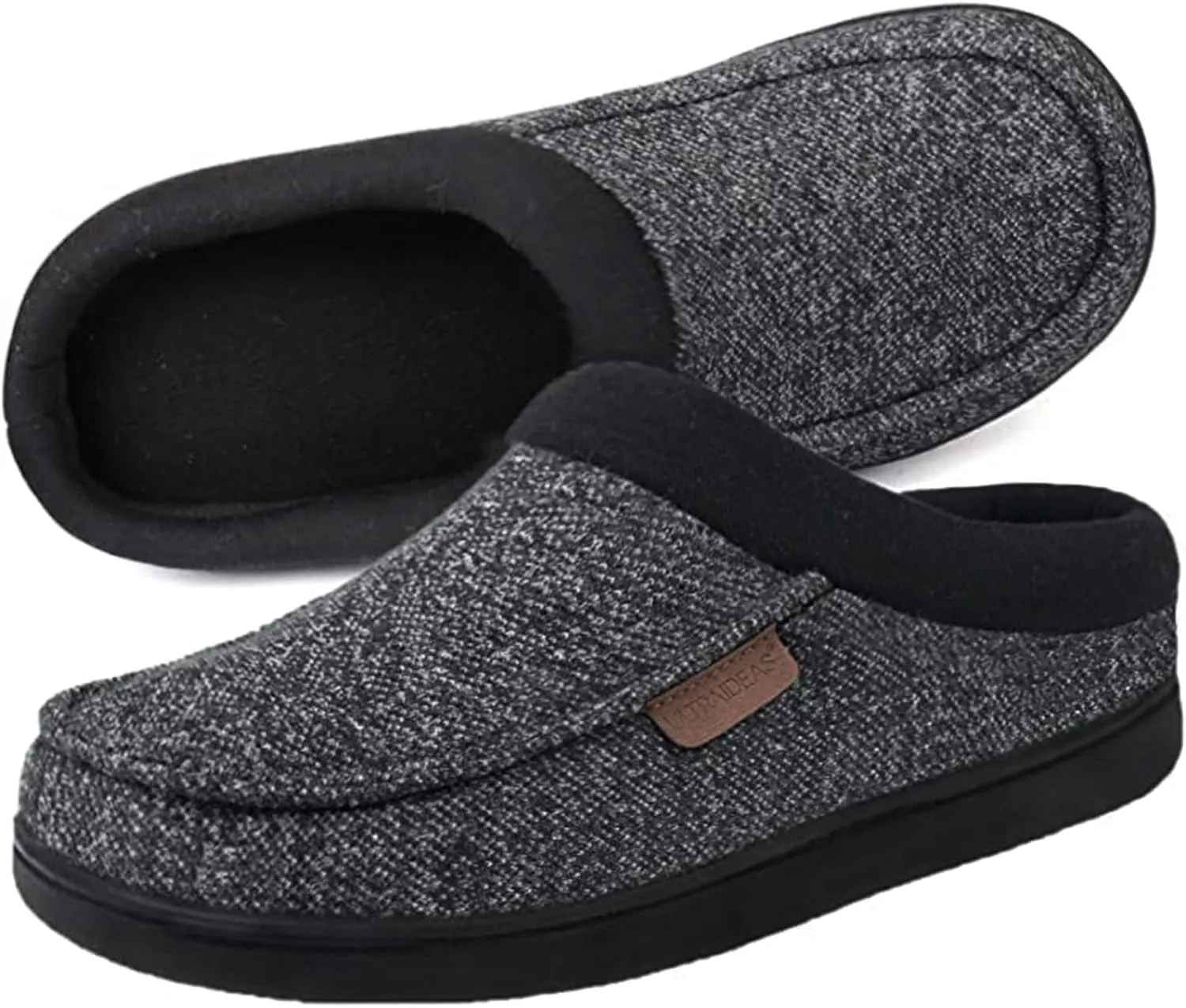 ULTRAIDEAS Men's Nealon Moccasin Clog Slipper, Slip on Indoor/Outdoor House Shoes