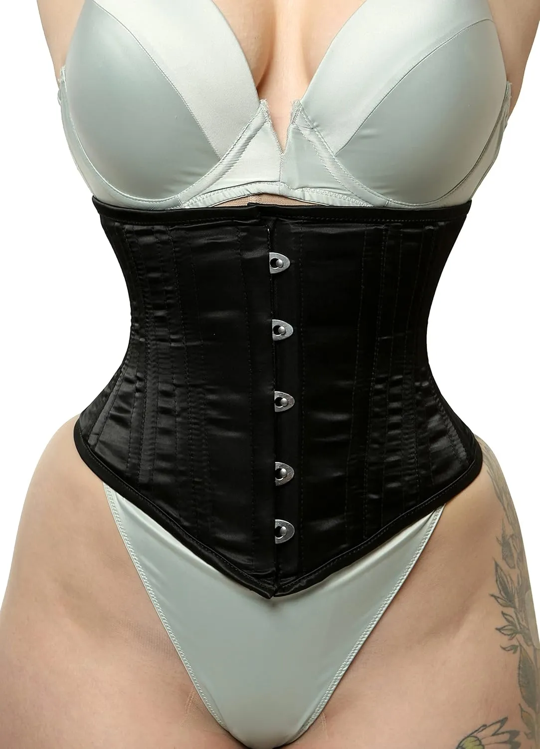 Underbust Waist Trainer Double Steel Boned Women's Satin Heavy Duty Corset