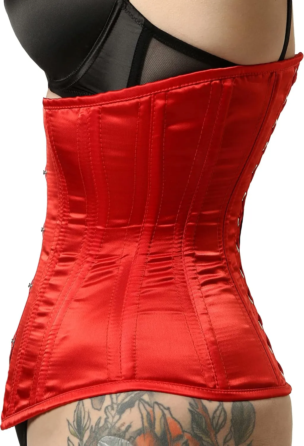 Underbust Womens Waist Trainer Hourglass Double Steel Boned Heavy Duty Satin Corset