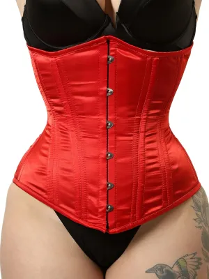 Underbust Womens Waist Trainer Hourglass Double Steel Boned Heavy Duty Satin Corset