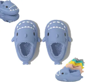 Unisex Winter Cloud Shark Slippers Adults Cartoon Fuzzy Slippers Slip On Non Slip Soft Comfy Home Cotton Slides Indoor & Outdoor