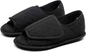 Urbancolor Women Adjustable Indoor Slippers Memory Foam House Shoes Open Toe Diabetic Slipper Arthritis Edema Extra Wide Shoes