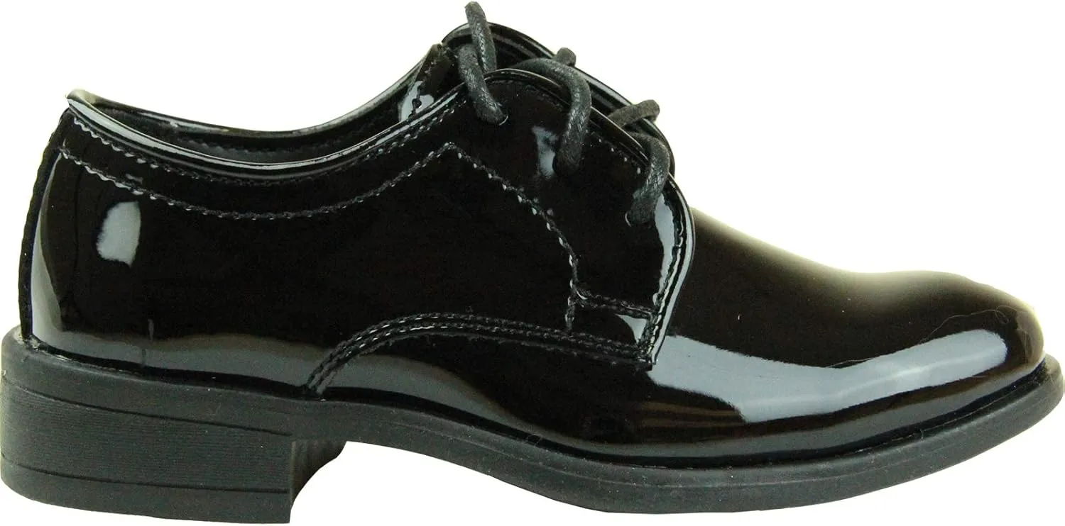 VANGELO Boy Kid Dress Shoe Oxford Lace Up Loafer Slip On Tuxedo Shoes for Prom, Uniform, Wedding Formal Events Size from Toddler to Big Kid