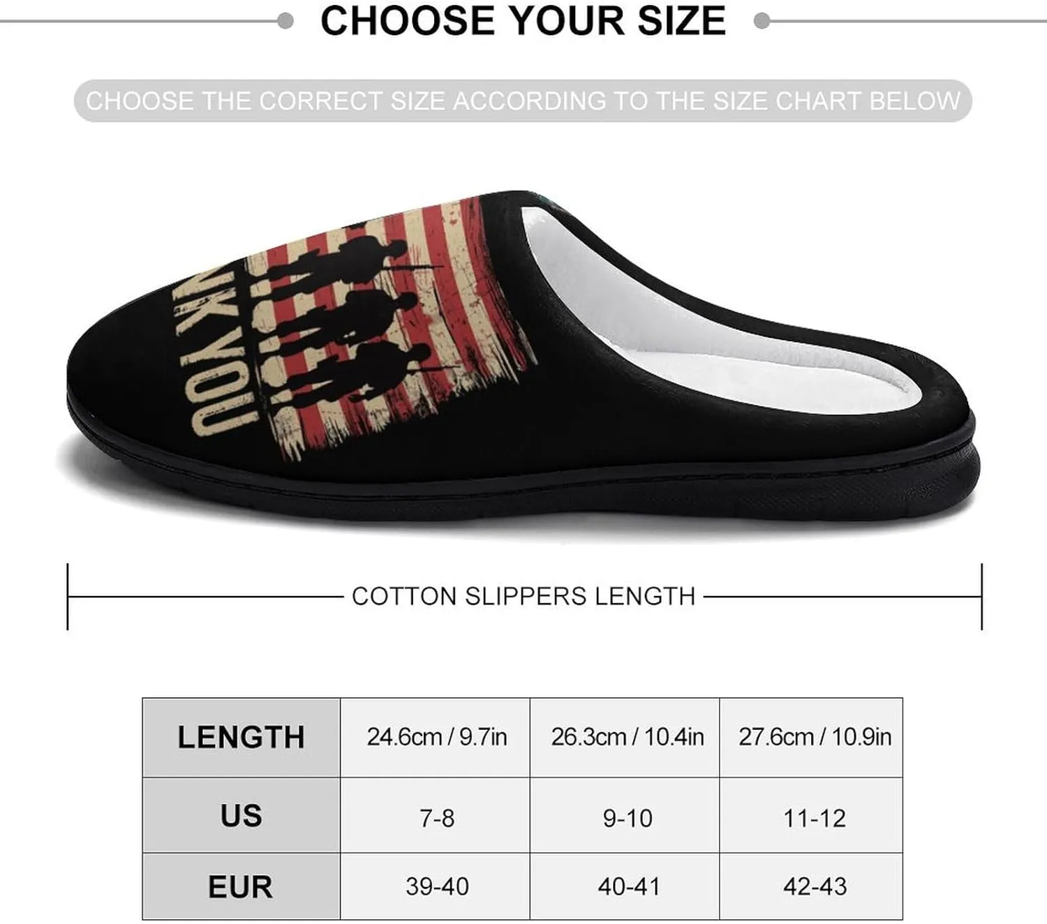 Veterans Day Memorial Day Partiotic Military Women's Memory Foam Slippers Non-Slip Cotton House Shoes for Indoor Outdoor