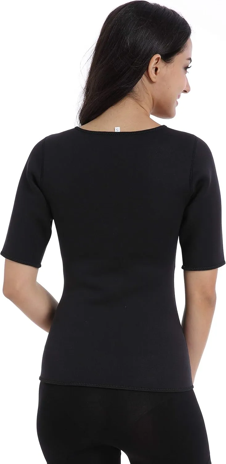 Vinmin Womens Hot Thermo Shaper T Shirt Neoprene Slimming Workout Sweat Body Sauna Suit Exercise Trainer for Weight Loss