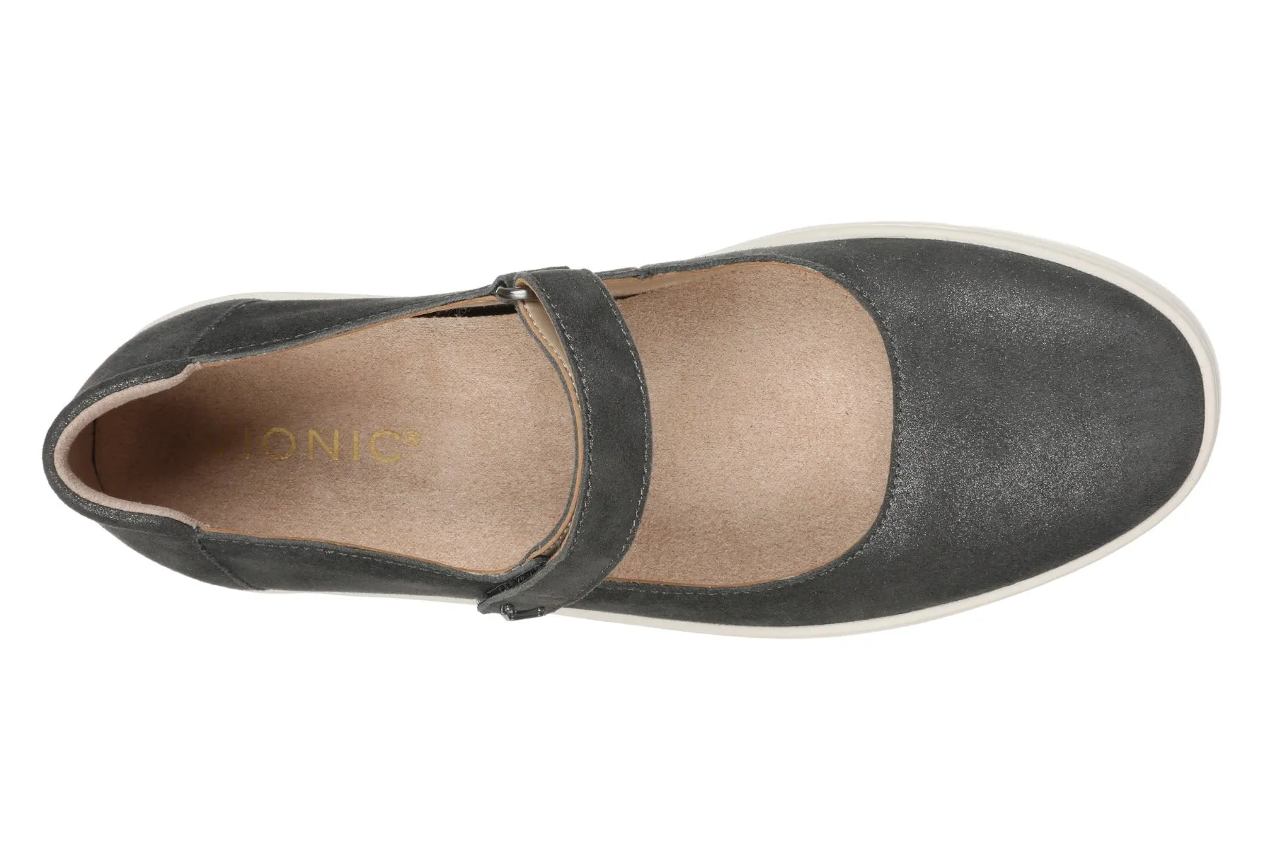 Vionic Polluted Silver Uptown Maryjane Metallic Leather Women's Flats J2229L3020