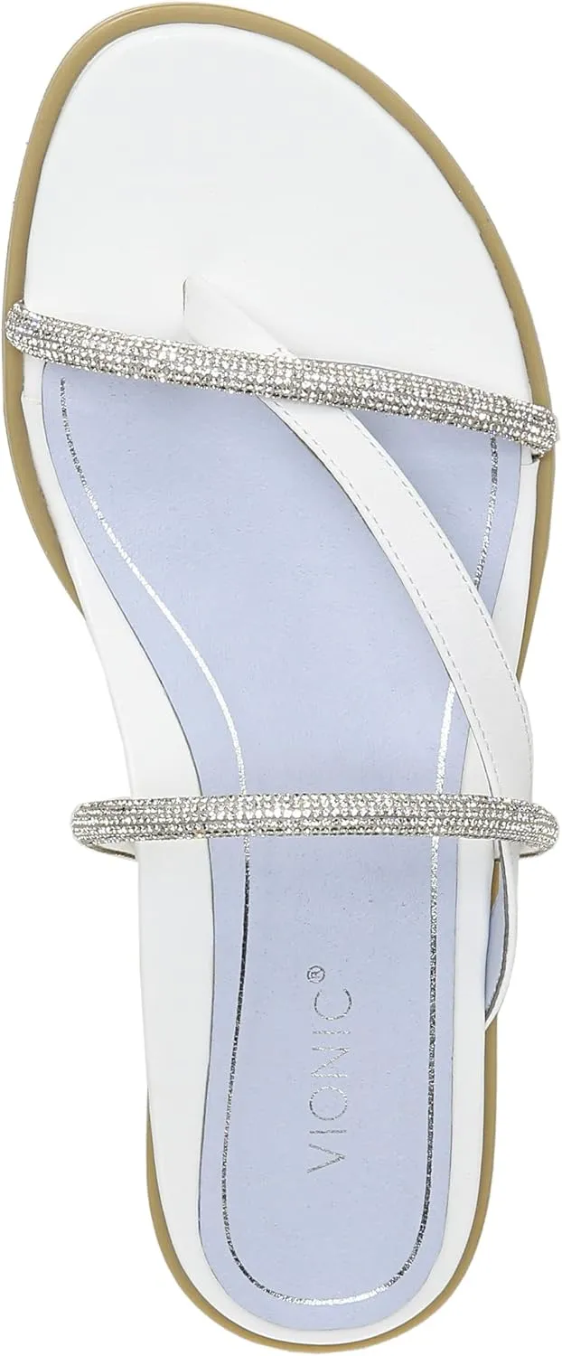 Vionic Women's Citrine Prism Flat Comfort Sandal- Supportive Slide Walking Sandals That Includes an Orthotic Insole and Cushioned Outsole for Arch Support, Medium and Wide Widths