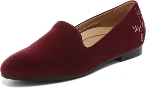 Vionic Women's North Willa Slip On Flat - Supportive Ladies Walking Shoes That Include Three-Zone Comfort with Orthotic Insole Arch Support, Shiraz Velvet 8 Medium