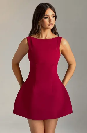 VIP LILA BACKLESS MINI DRESS - WINE