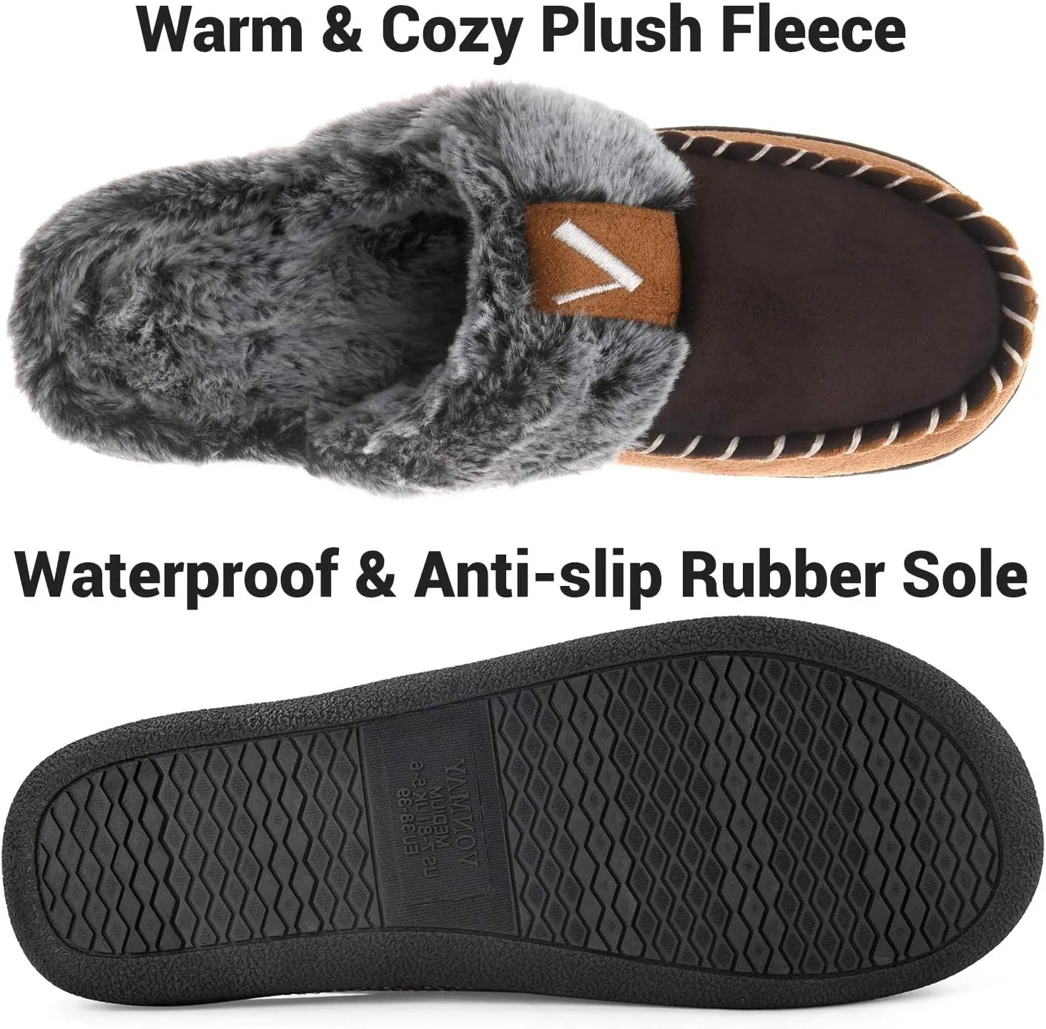 VONMAY Women's Memory Foam Slippers Moccasin Slip-on Scuff House Shoes Fuzzy Faux Fur Lining Indoor Outdoor for All Seasons