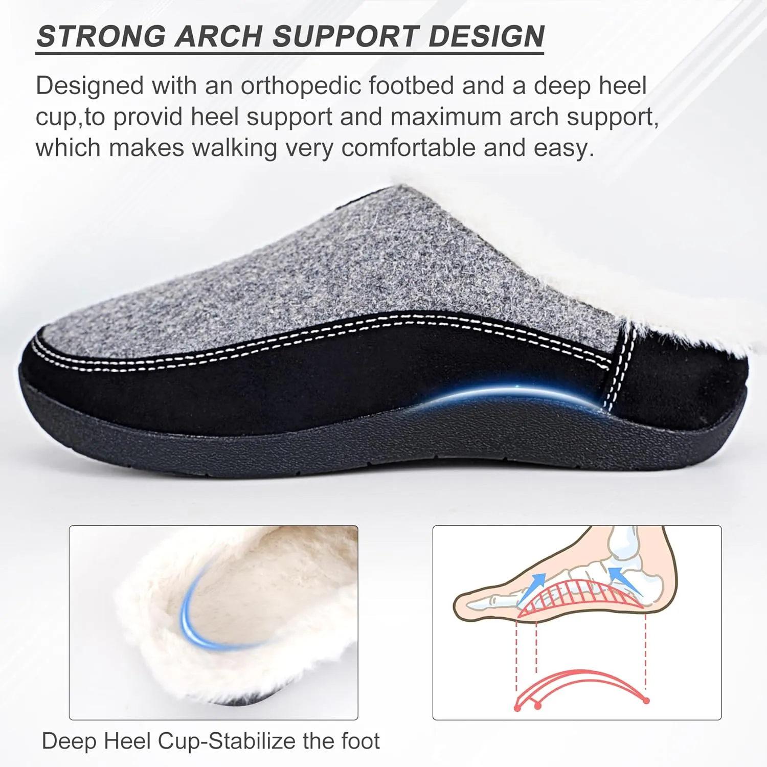 V.Step Orthopedic Slipper with Arch Support, Orthotic Slipper for Plantar Fasciitis Pain Relief, Men & Women Indoor/Outdoor Anti-Skid Shoe